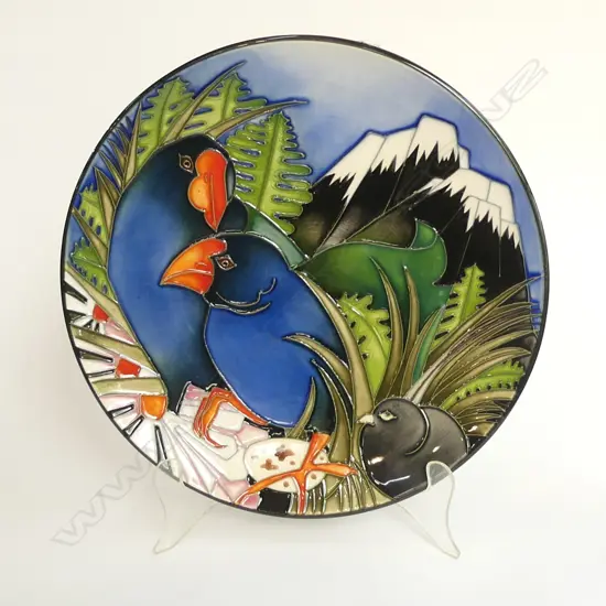A Moorcroft plate, limited edition Takahe pattern, designed by Emma Bossons. c.2009,
